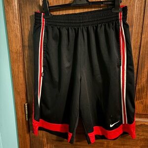Nike Men’s Black Athletic Shorts with Red & White Trim